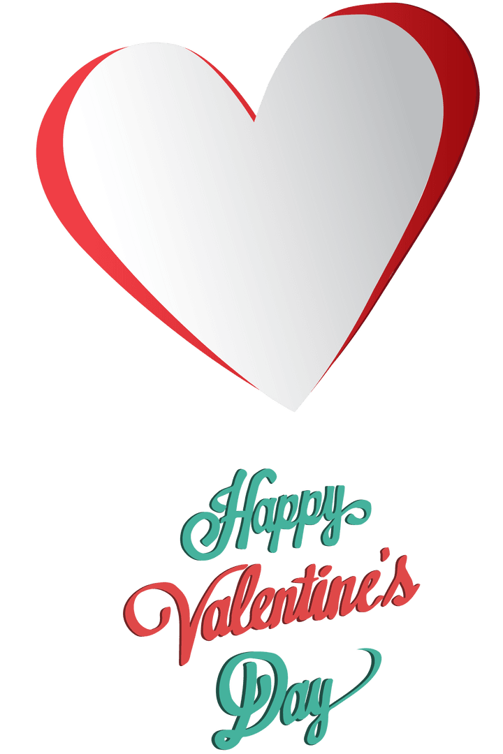 Transparent Heart Design with Happy Valentine's Day Text
