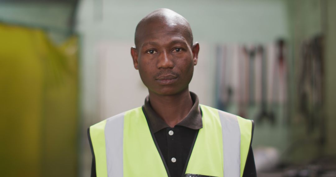 Confident African American Male Engineer in Safety Vest - Free Images, Stock Photos and Pictures on Pikwizard.com