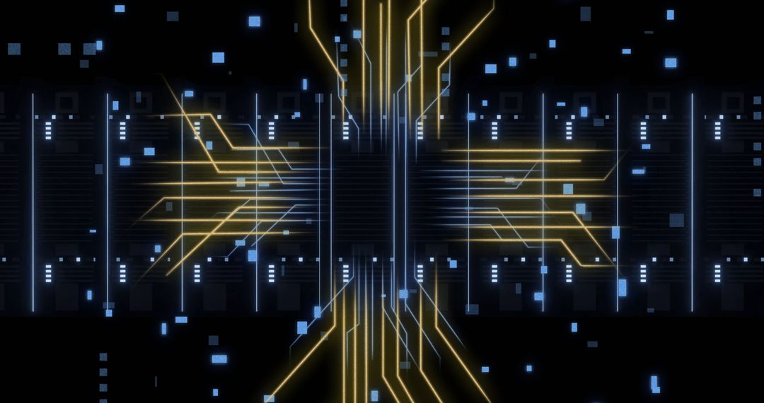 Futuristic Circuit Board with Data Processing Elements