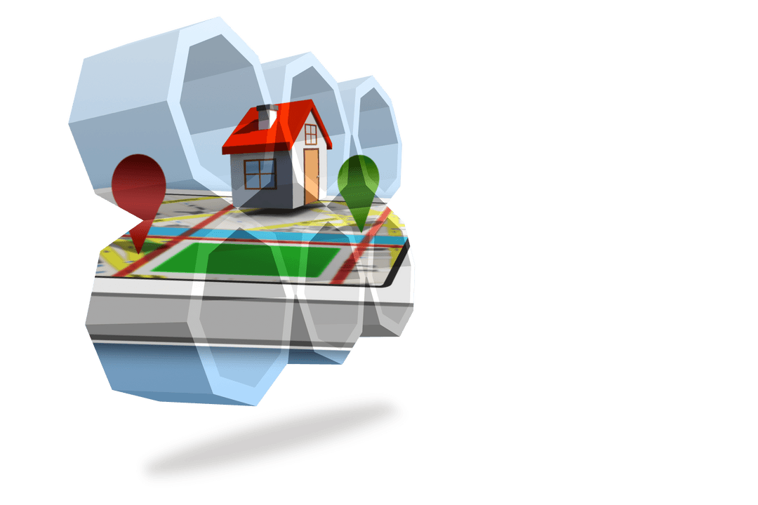 Transparent 3D House on Digital Map Interface for Real Estate