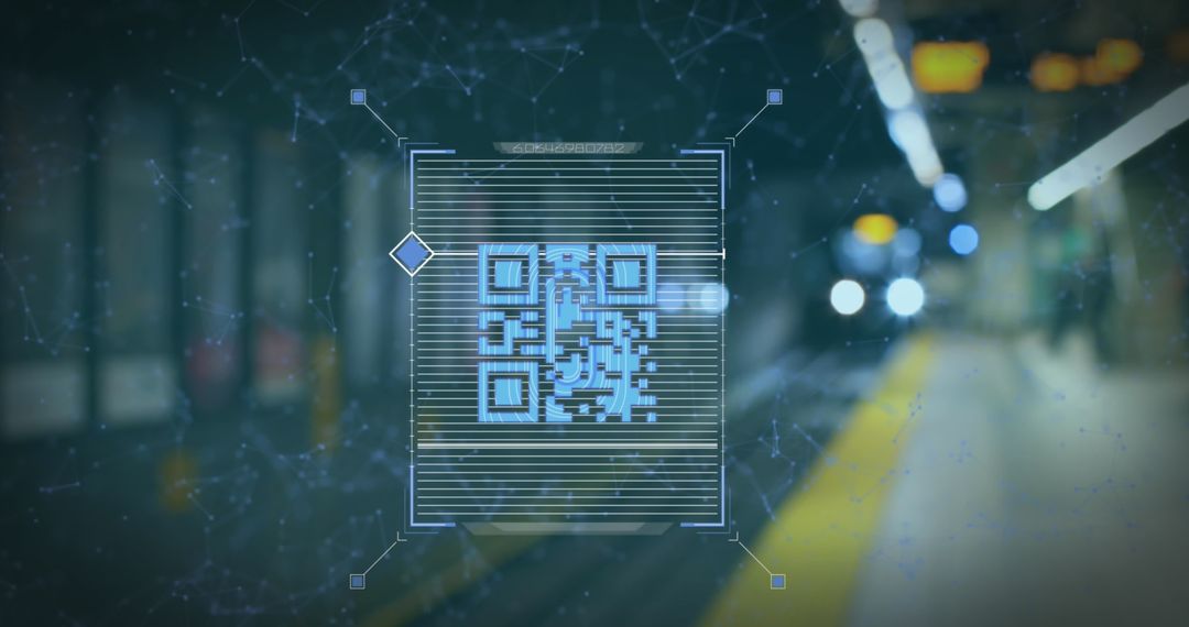 QR Code Scanner with Train Station Background