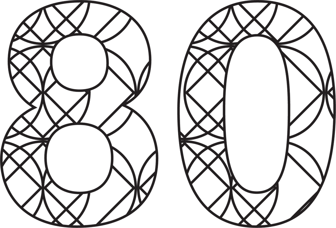 Decorative Number 80 Transparent Design for Celebrations