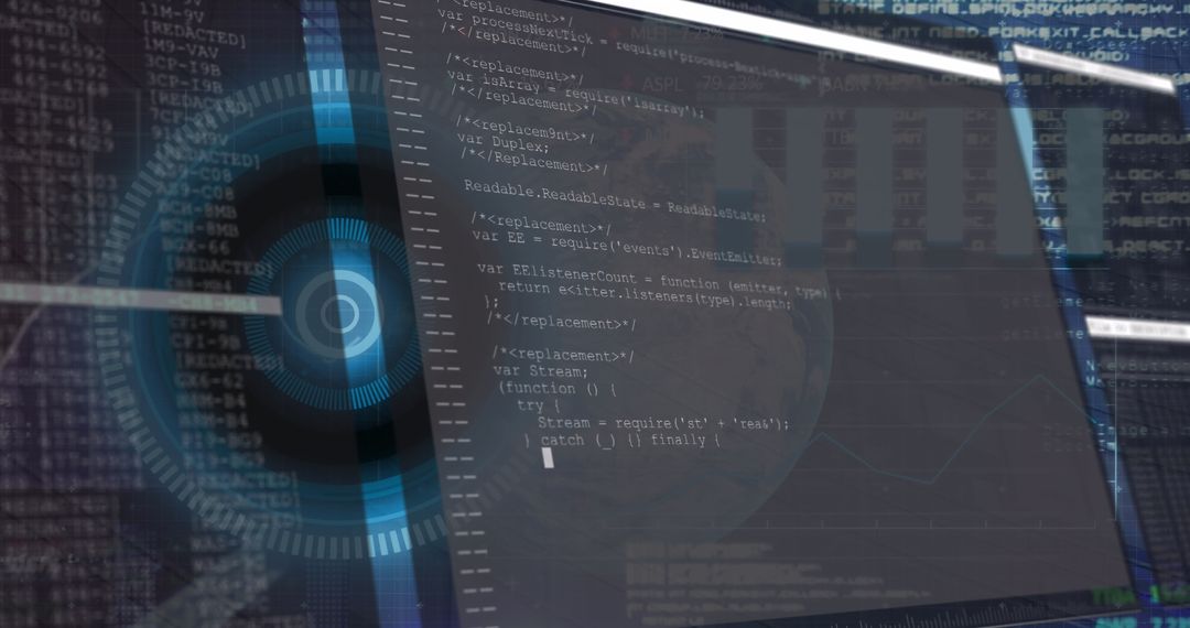 Digital Interface with Data Processing and Futuristic Holograms