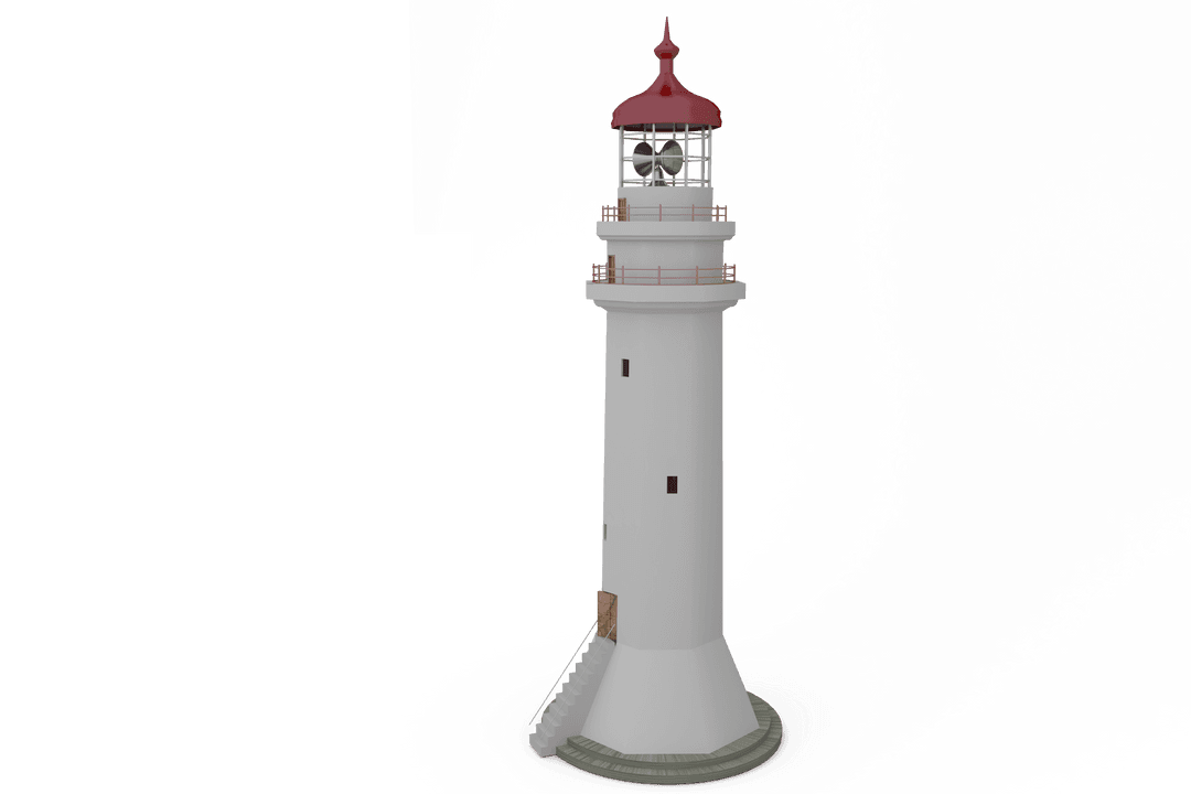 White Lighthouse on Transparent Background Isometric View