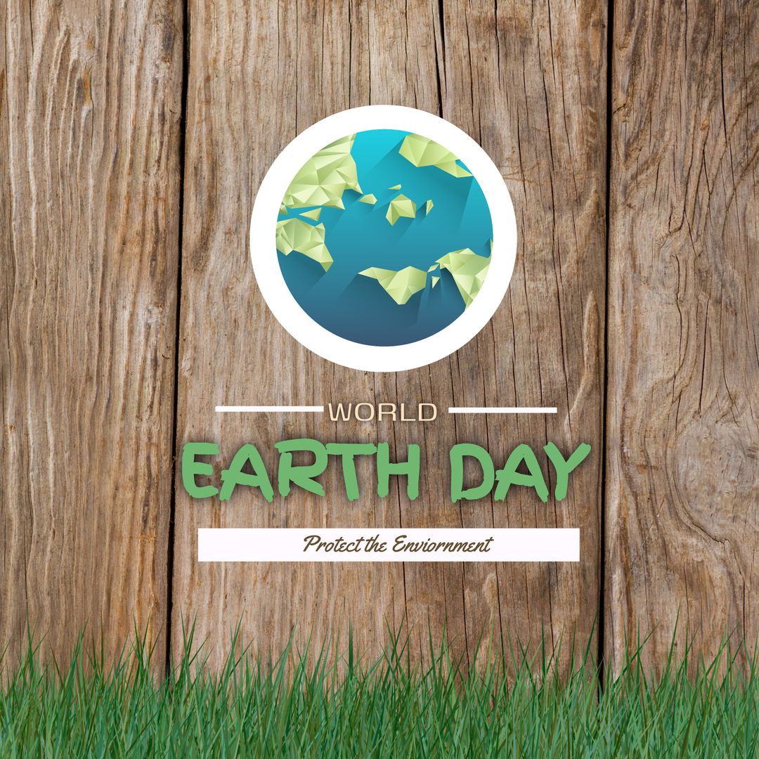 Eco-Friendly Earth Day Poster with Wooden Texture Background