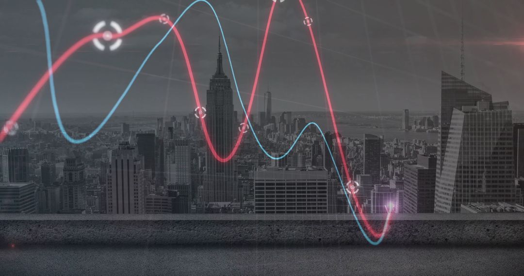 Digital Data Analysis Overlaying Cityscape