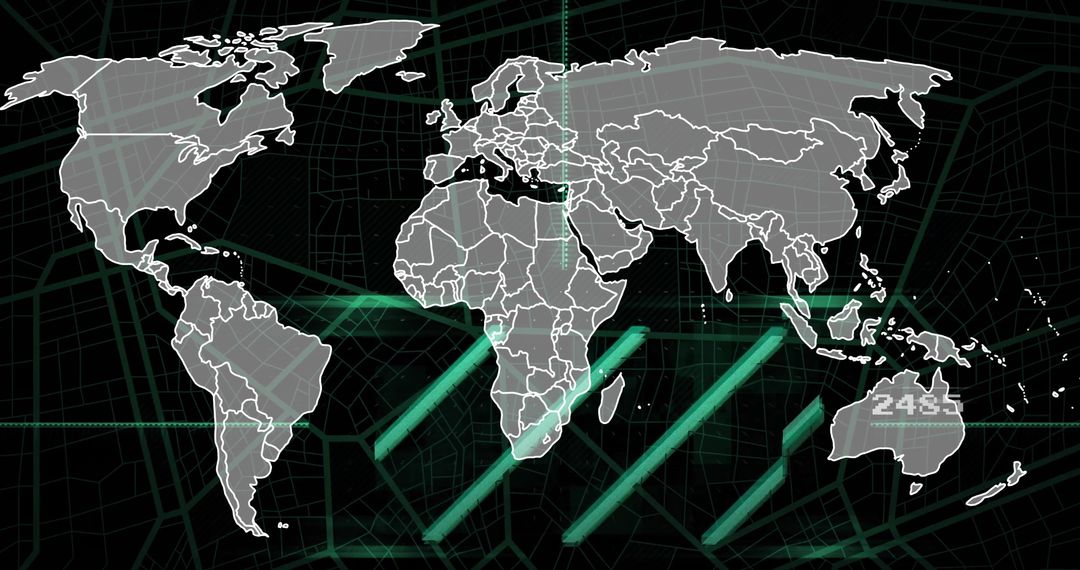 Futuristic Global Map with Scientific Data Visuals