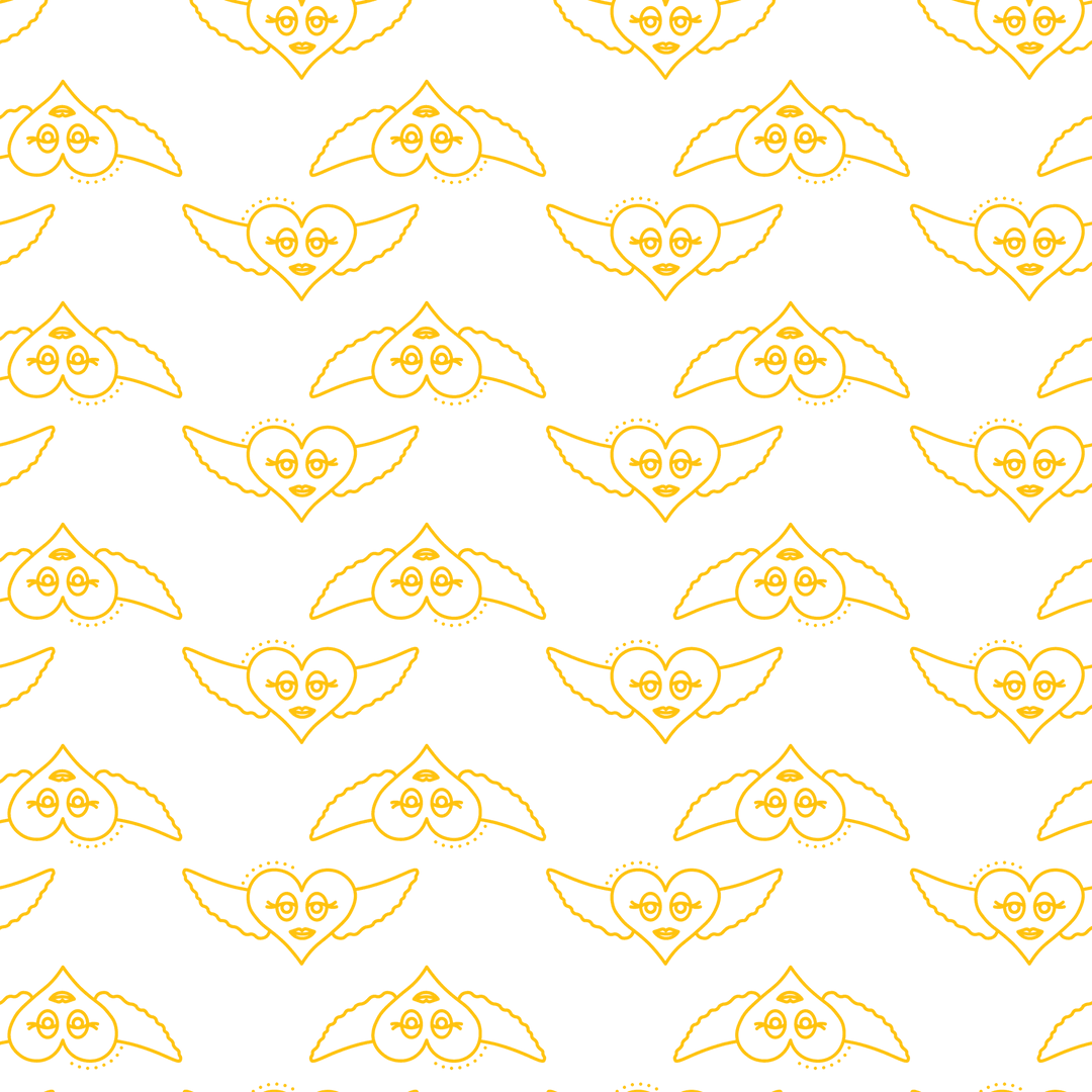 Yellow Heart Shapes on Transparent Background Vector Pattern