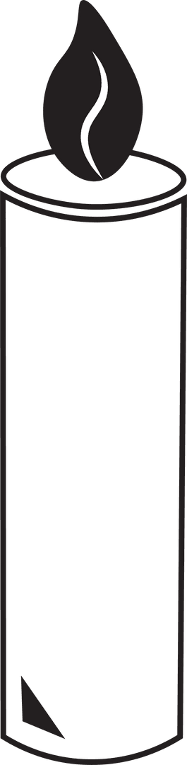 Black Candle with Flame on Transparent Background