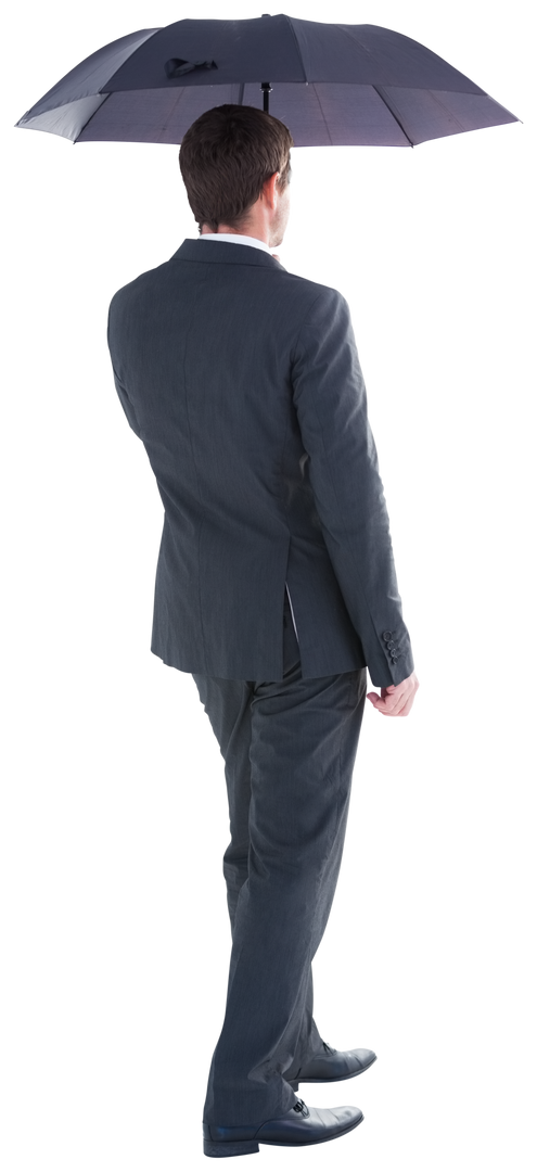 Transparent Businessman Walking Under Umbrella from Behind View - Download Free Stock Images Pikwizard.com