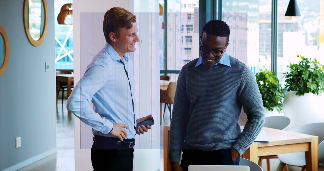 Two Businessmen Collaborating in Modern Office Space