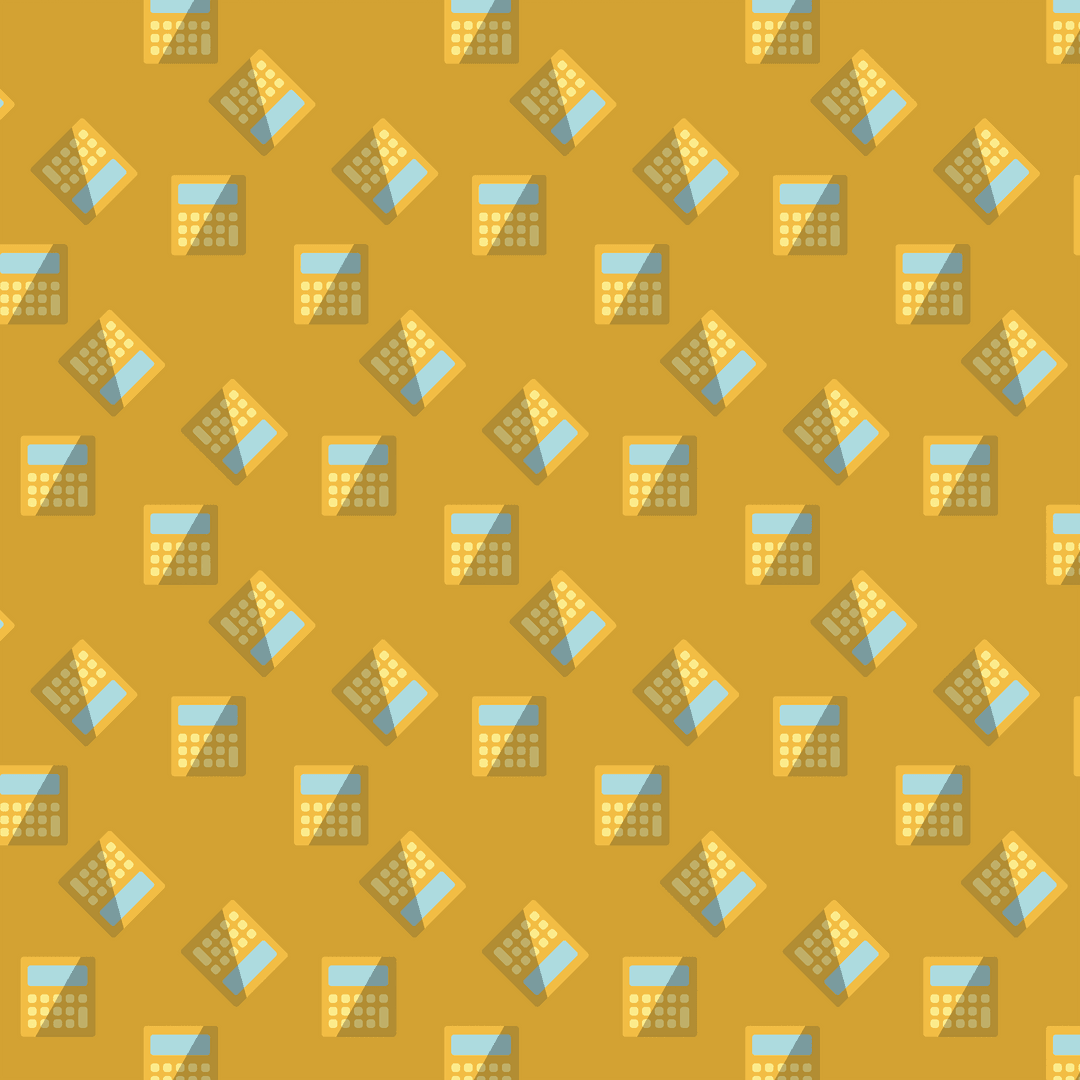 Seamless Yellow Calculators Pattern on Transparent Background