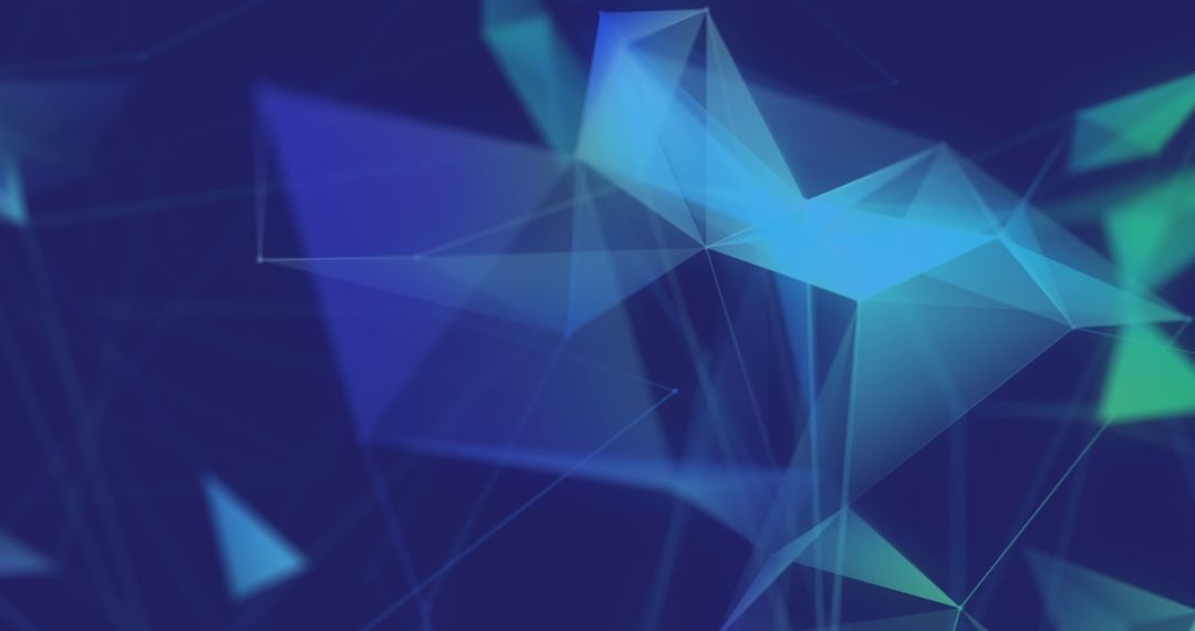 Abstract Geometric Network with Neon Blue Polygons