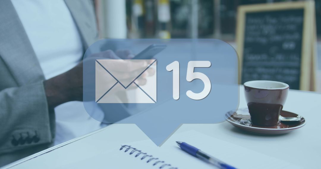 Businessperson Checking Messages with Digital Notification Bubble