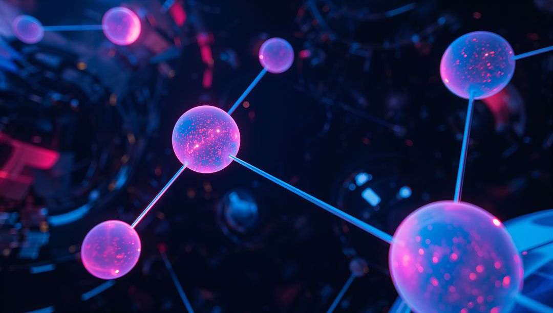 Futuristic Molecular Cluster with Glowing Spheres