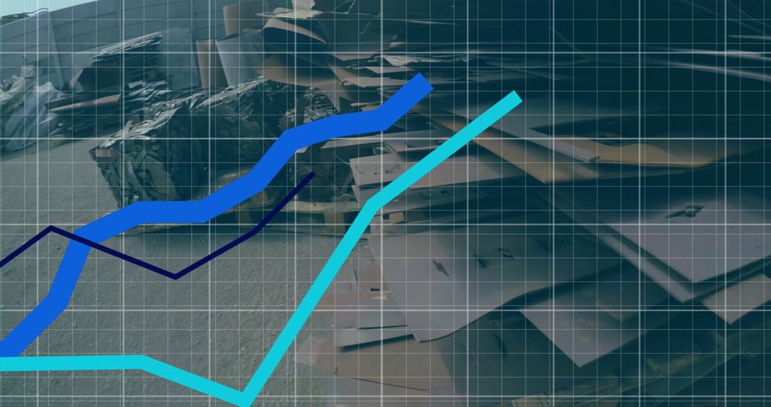 Rising Economic Data Overlapping Modern Architecture