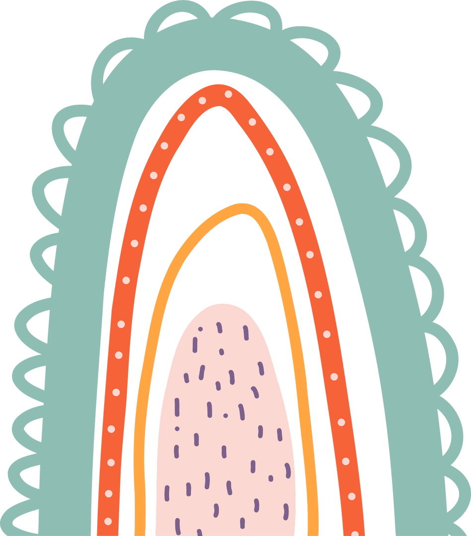 Transparent Abstract Rainbow with Scallops and Dots