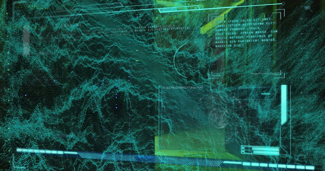 Futuristic Digital Interface with Omnipresent Data Streams