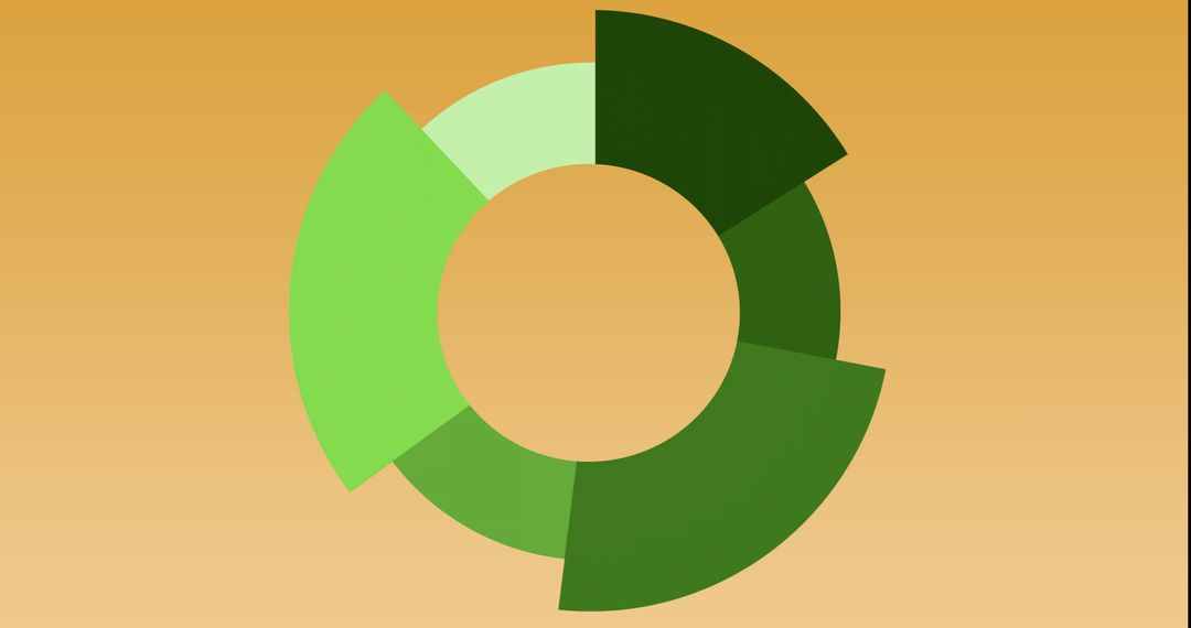Abstract Green Circular Diagram on Orange Gradient Background