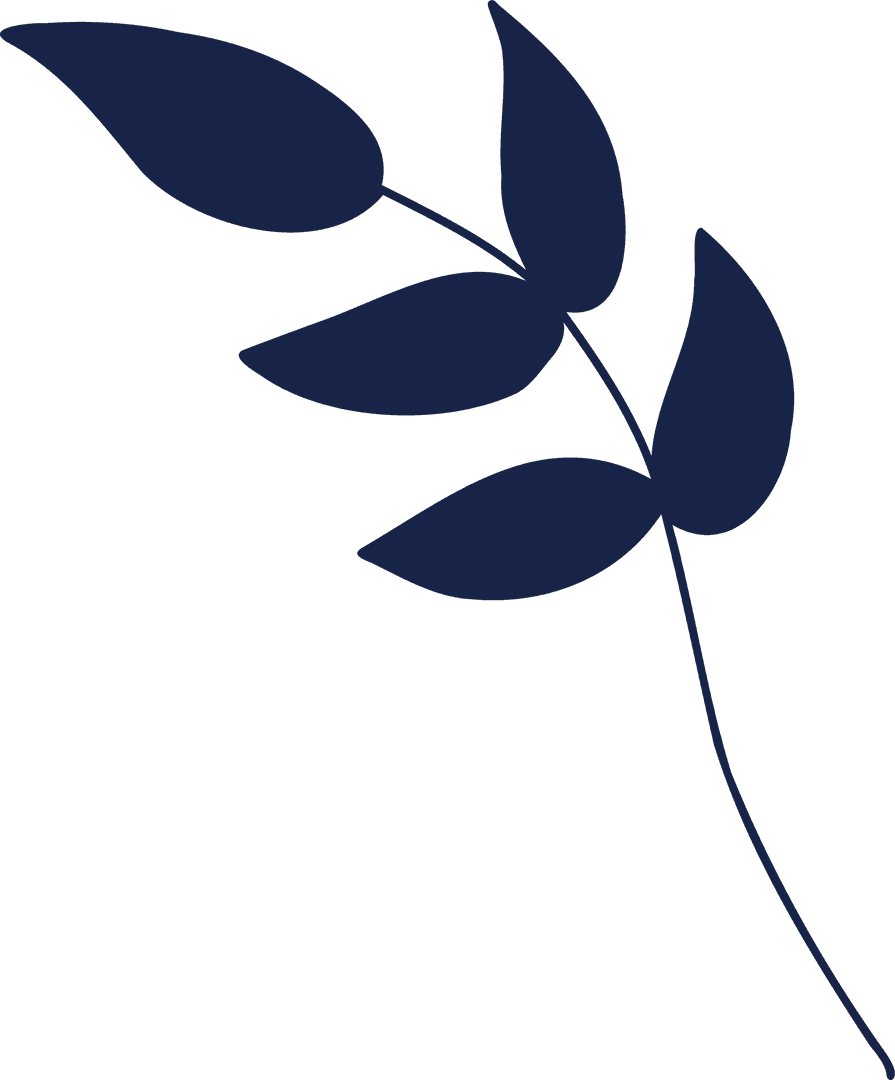 Navy Leaf Branch Illustration on Transparent Background