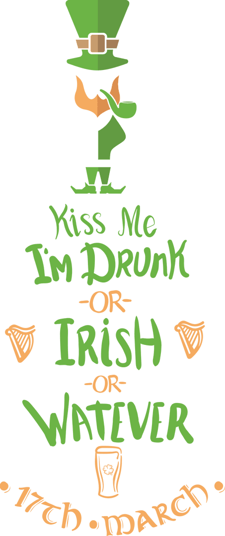 Funny St. Patrick's Day Text Design on Transparent Background