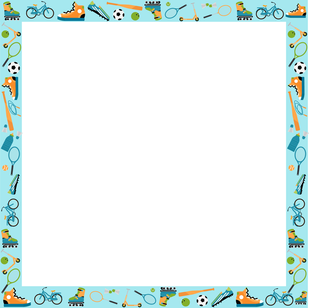Colorful Sports Theme Frame with Transparent Center for Fun Projects