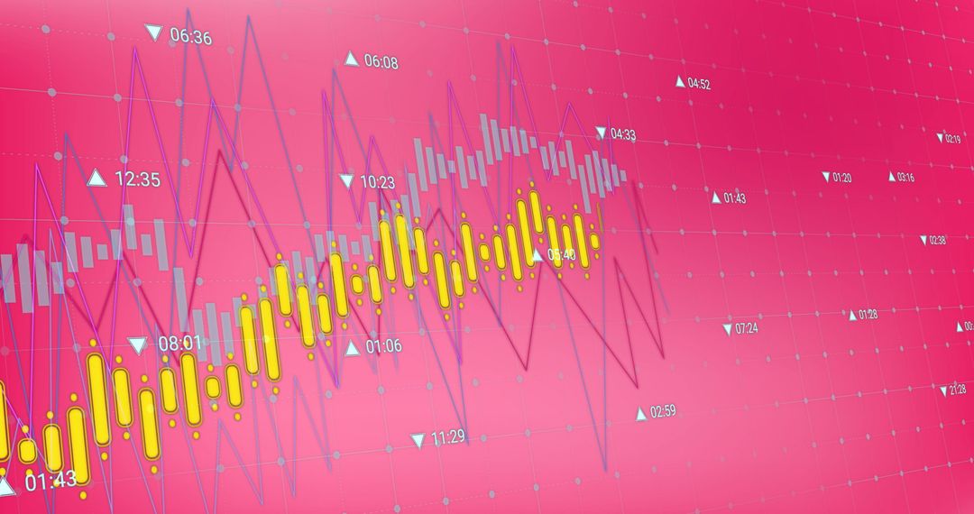 Digital Data Processing Chart and Interface on Pink Background