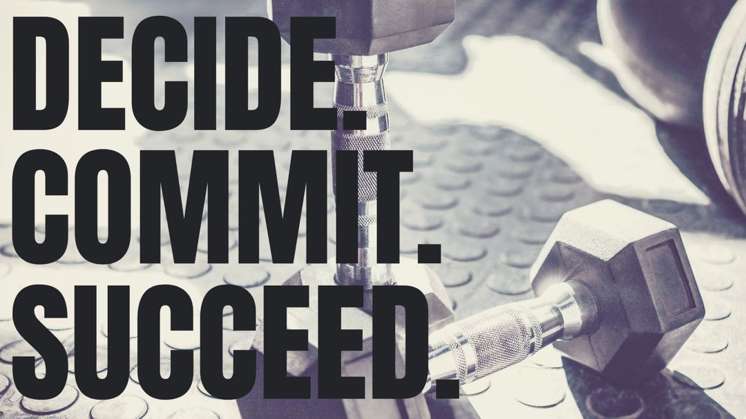 Motivational Fitness Poster with Dumbbells and Inspiring Text