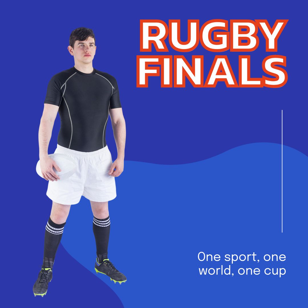 Male Rugby Player Promoting Rugby Finals on Blue Background - Download Free Stock Templates Pikwizard.com