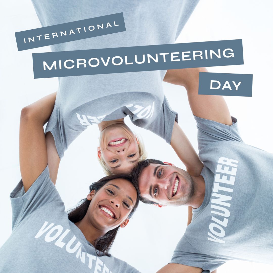 Smiling Volunteers Celebrating International Microvolunteering Day - Download Free Stock Templates Pikwizard.com