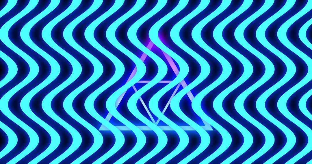 Neon Blue Wavy Lines with Purple Triangles and Motion Effect