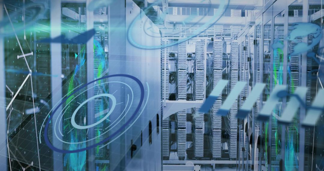 Futuristic Data Center with Holographic Network Overlays