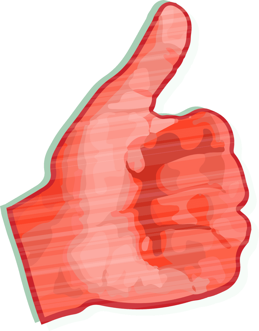Red Thumbs-Up Illustration with Green Border on Transparent Background