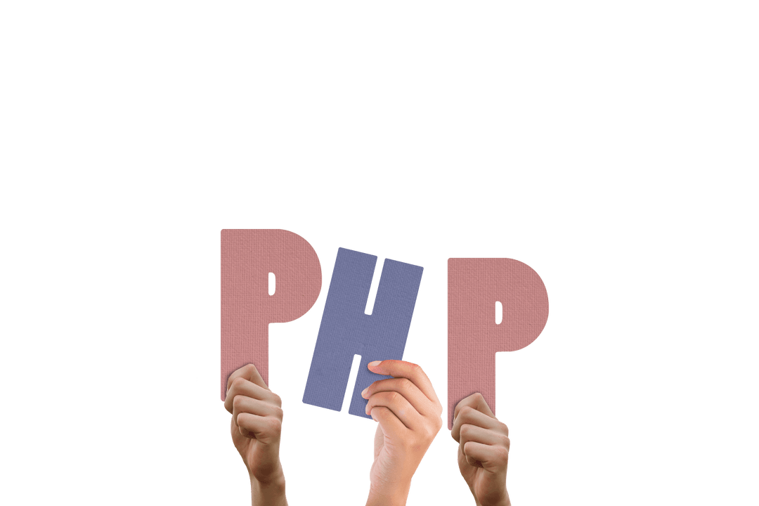 Transparent PHP Letters Held High by Hands