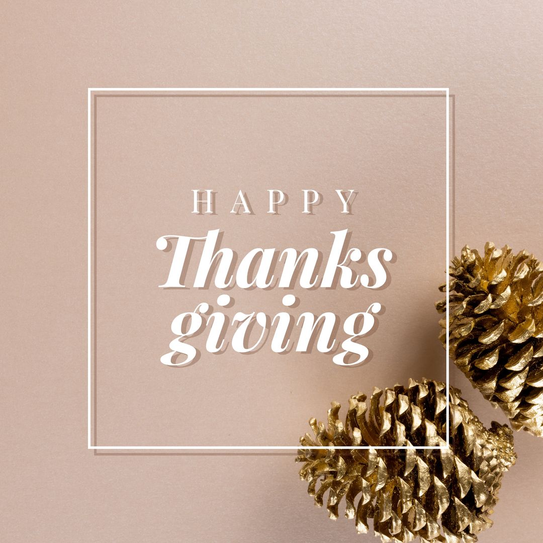 Composition of happy thanksgiving day text over pine cones - Download Free Stock Templates Pikwizard.com