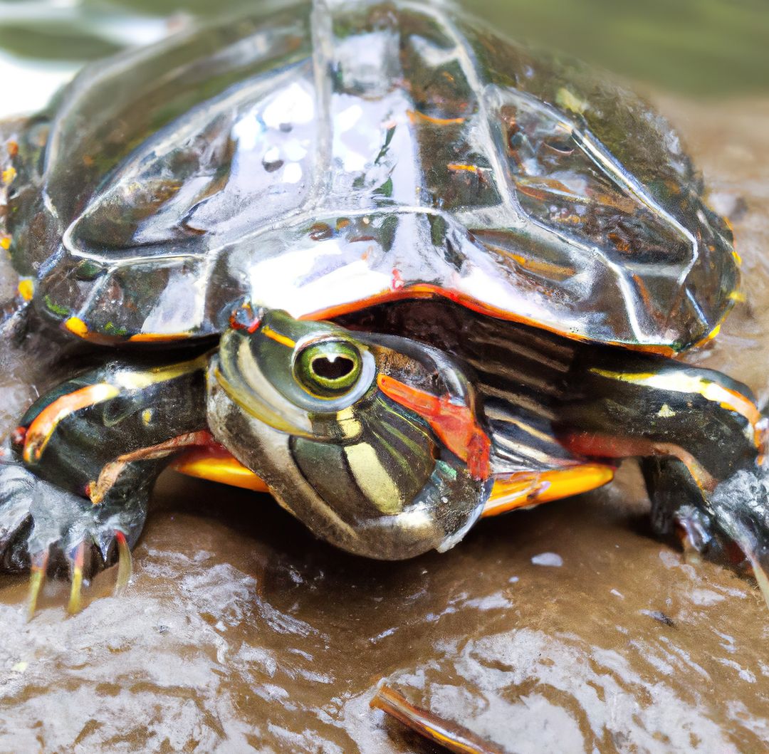 Close up of painted turtle created using generative ai technology - Free Images, Stock Photos and Pictures on Pikwizard.com
