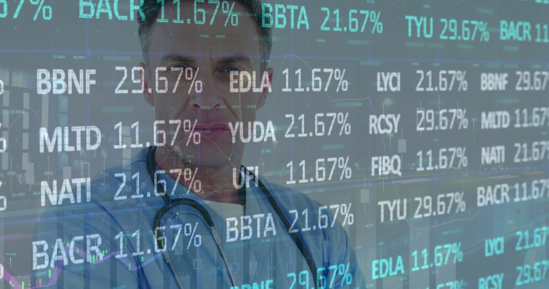 Healthcare Professional Analyzing Digital Financial Data Interface