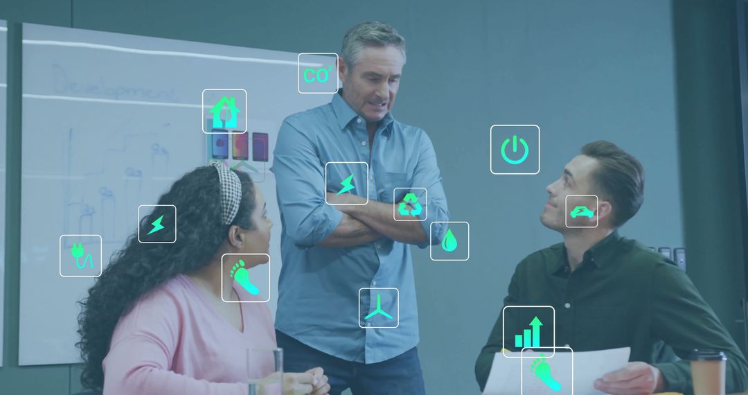 Diverse Team Discussing Workplace Sustainability Initiatives