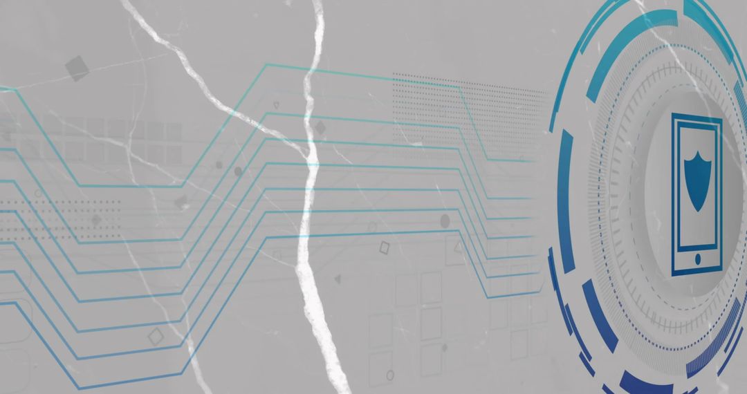 Digital Futuristic Interface with Cyber Security Smartphone Icon