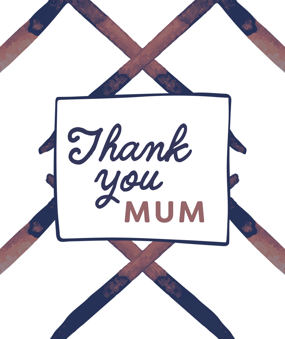 Thank You Mum Transparent Design Isolated on Abstract Pattern
