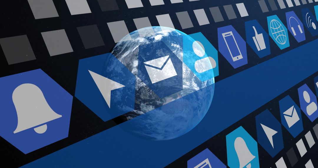 Digital Interface with Globe and Social Media Icons