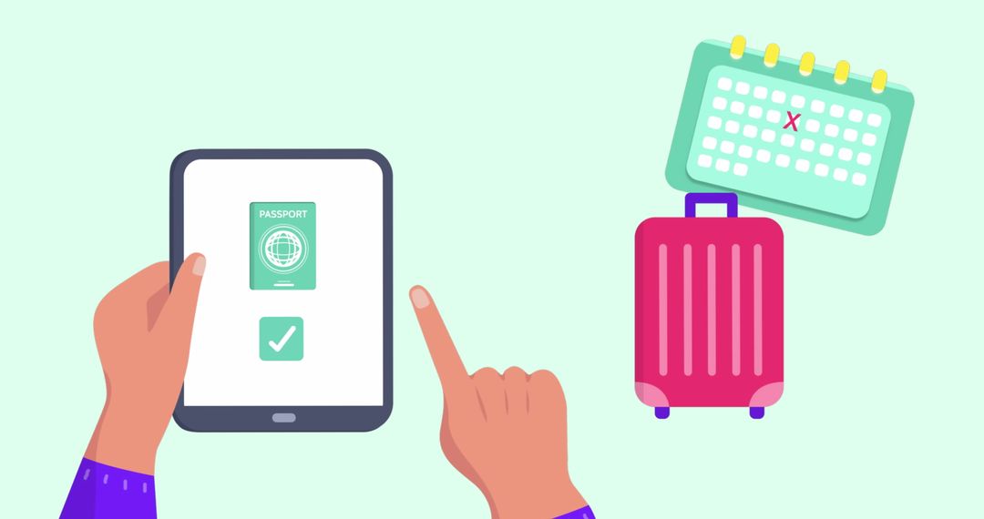 Digital Travel Planning with Tablet and Icons
