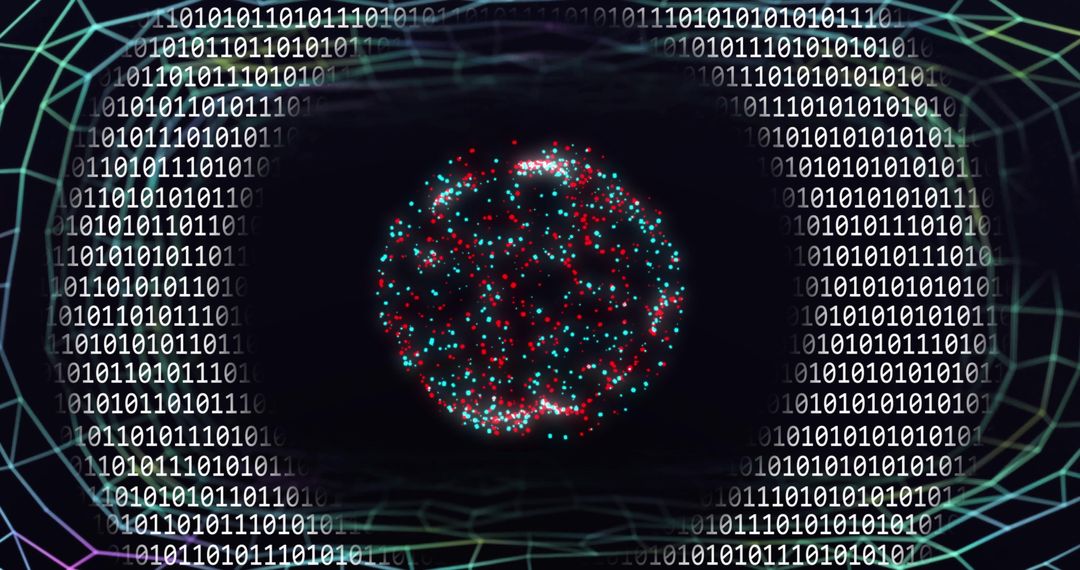 Digital Data Sphere with Binary Code and Network - Free Images, Stock Photos and Pictures on Pikwizard.com