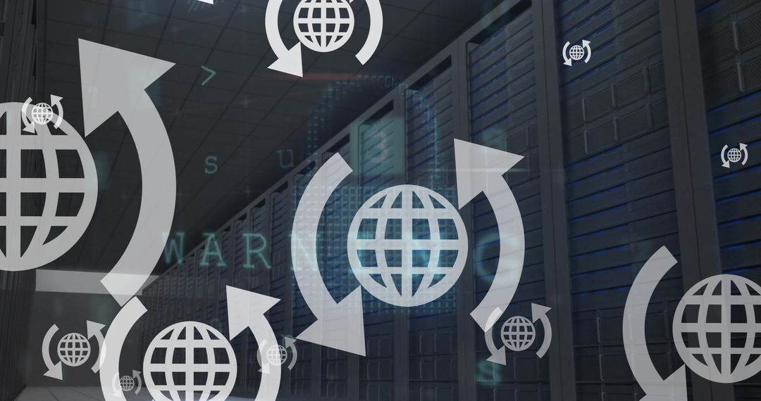 Data Processing and Cloud Computing Concept with Globe Icons