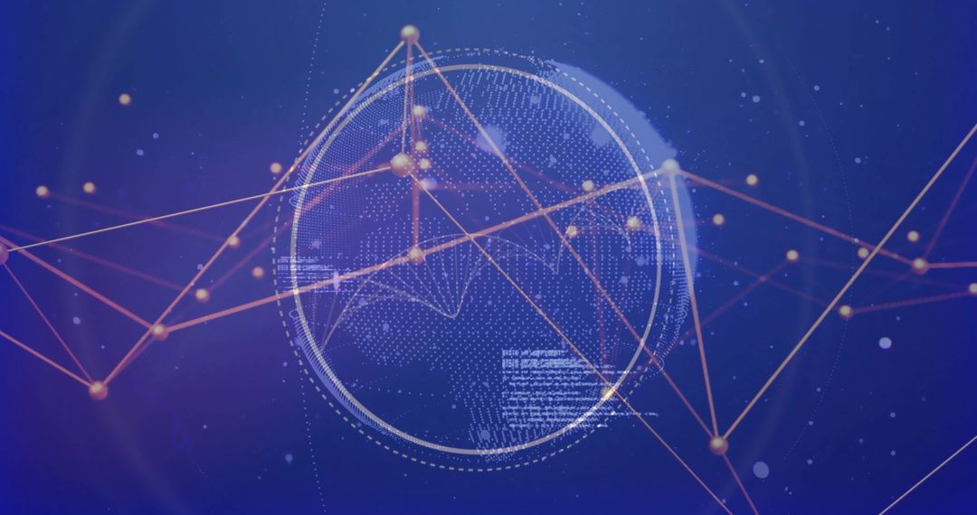 Digital Wireframe Sphere with Network Connectivity Lines