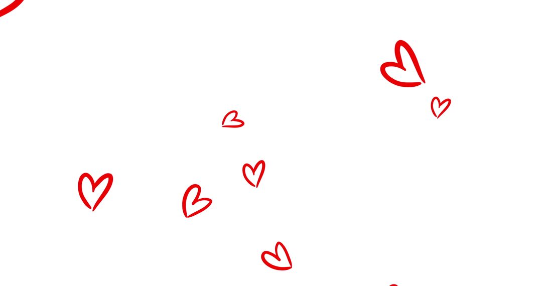 Floating Red Hand-Drawn Hearts on White Background