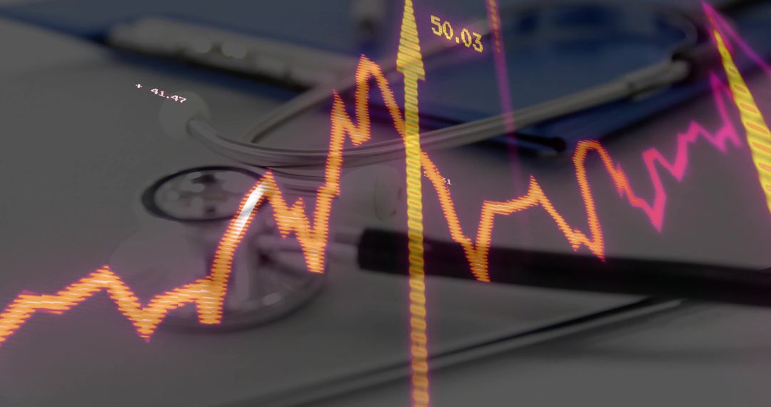 Stethoscope and Digital Graph Overlay Indicating Medical Analytics