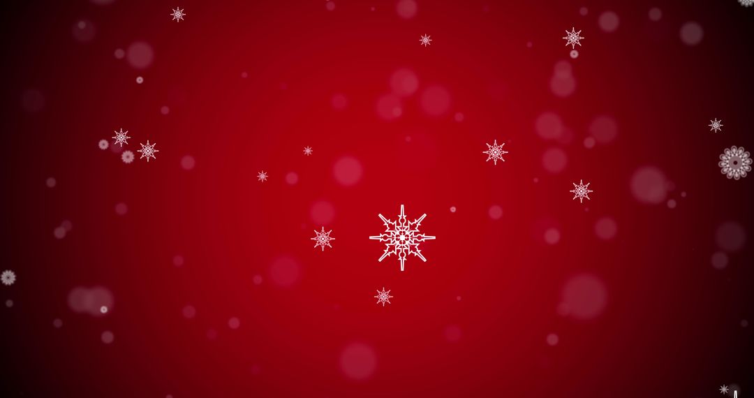 Falling Snowflakes on Festive Red Background