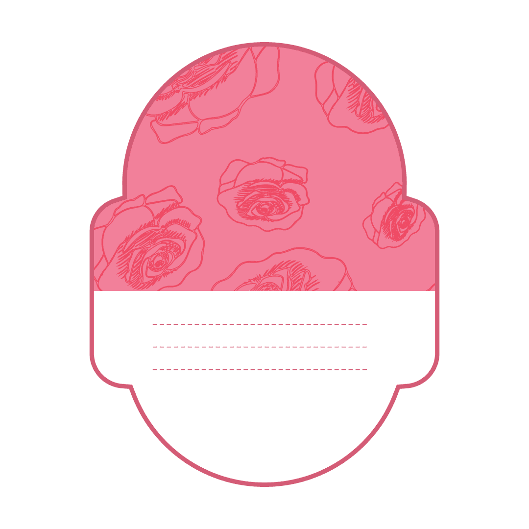 Transparent Blank Label with Floral Design on Pink Background