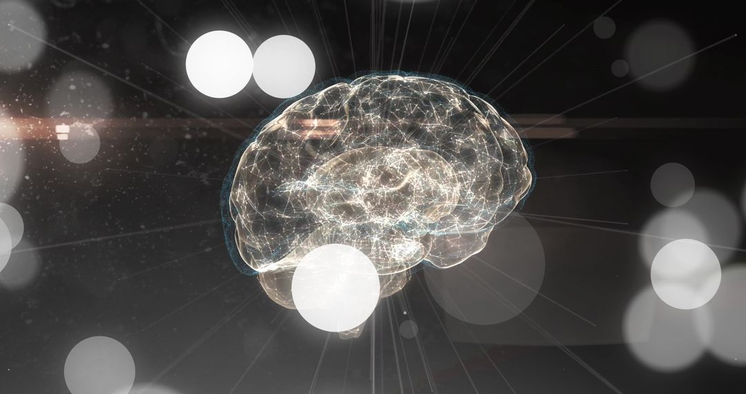 Digital Brain with Glowing Neural Connections